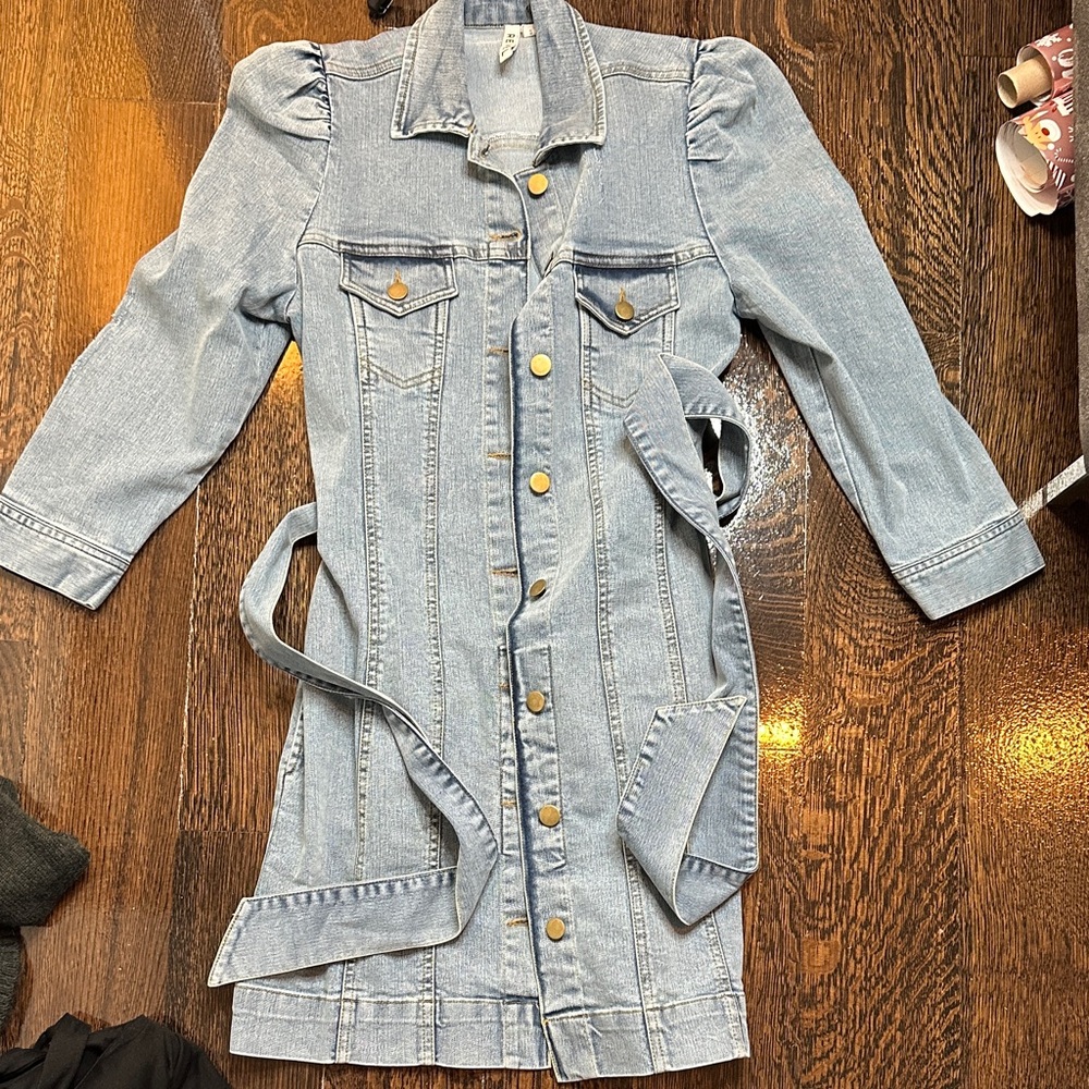 Denim Button-Up Mini Dress
